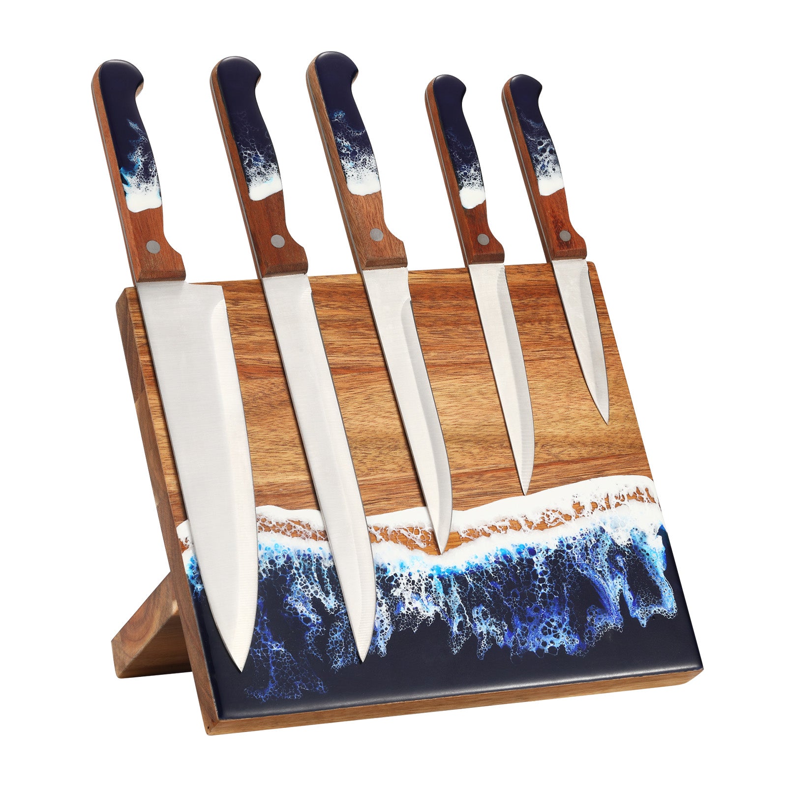 9.8in Resin Magnetic Knife Block without Knives Small Knife Holders for Counter Top, Kitchen Knife Storage with Strong Enhanced Magnets Knife Display Stand Kitchen Organizers and Storage