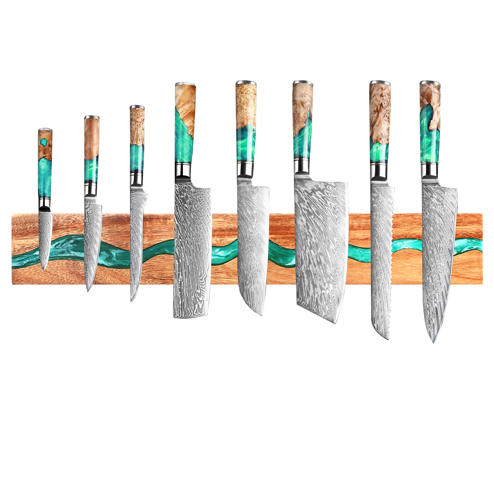 15.7in(40cm) Wood and Resin Magnetic Knife Holder for Wall (Multiple Colors)