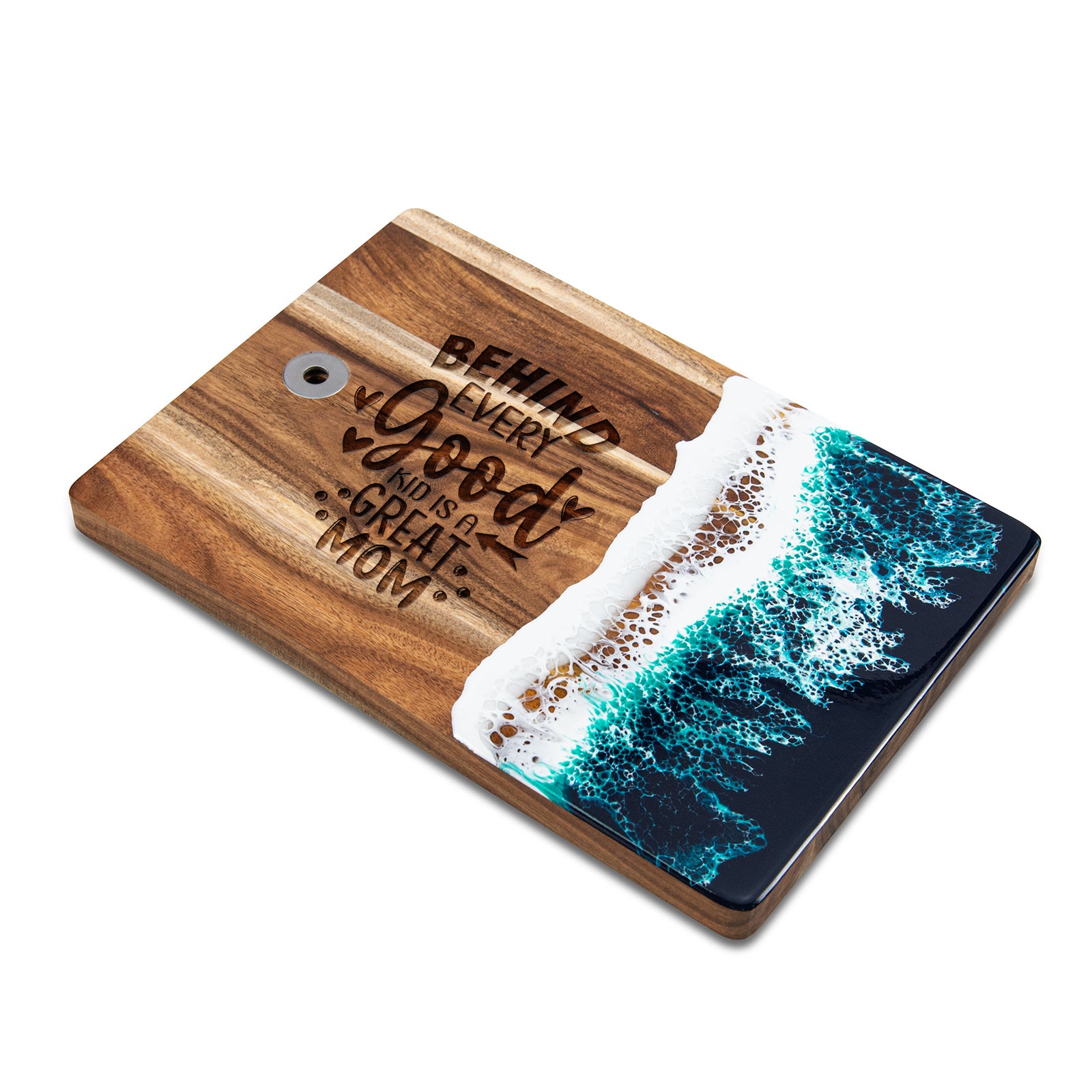BEHIND EVERY GOOD KID IS A GOOD MOM - Personalized Resin Wooden Cutting Board for Mom