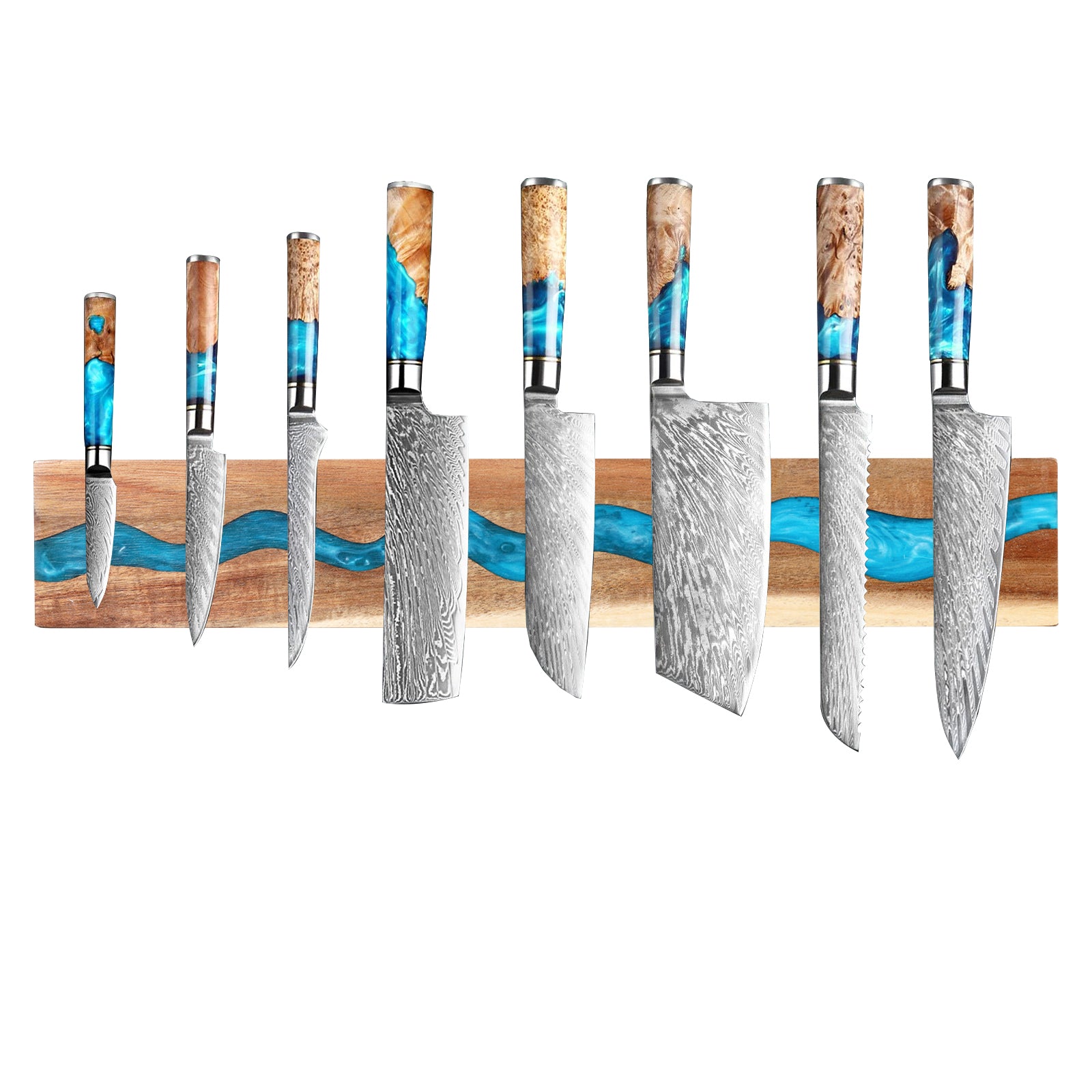 15.7in(40cm) Wood and Resin Magnetic Knife Holder for Wall (Multiple Colors)