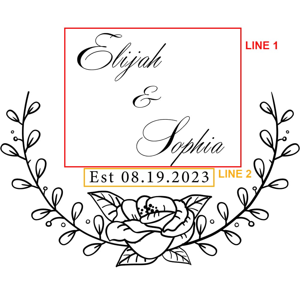 Design 5 floral engraving template with two personalization areas