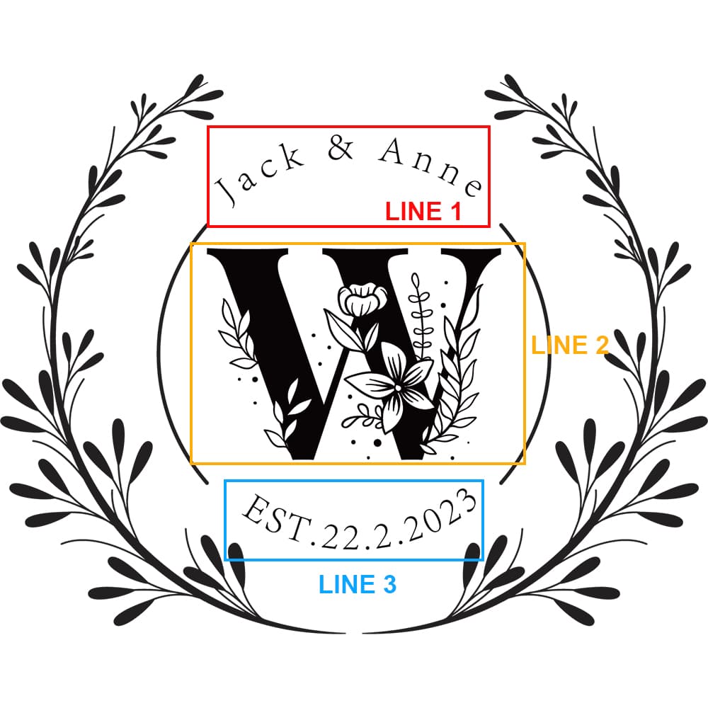 Design 7 monogram engraving template with three personalization areas