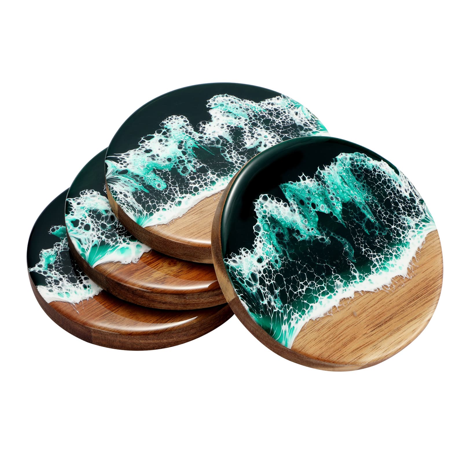 Forest Green resin coasters