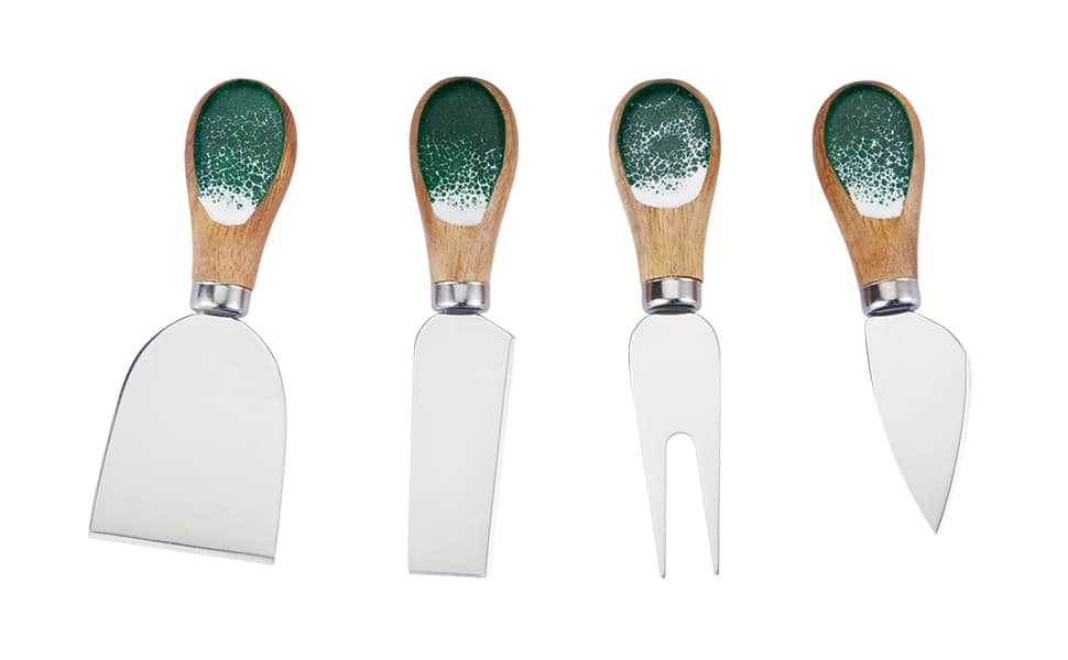 Forest Green resin cheese knives