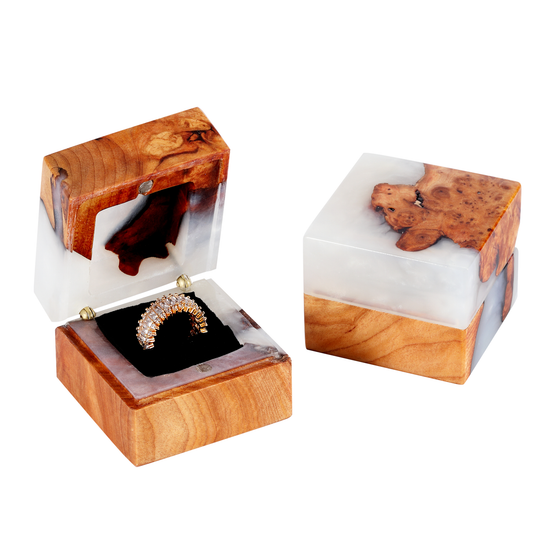 Ring Box for Proposal, Wood and Resin Engagement Ring Box Handmade ...