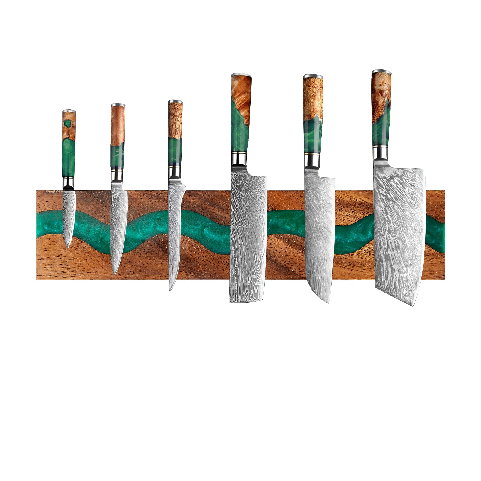 30cm epoxy resin wood magnetic knife strip handmade kitchen wall organizer