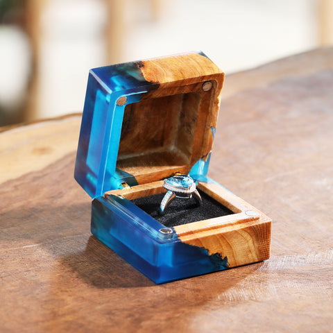 Ring Box for Proposal, Wood and Resin Engagement Ring Box Handmade ...