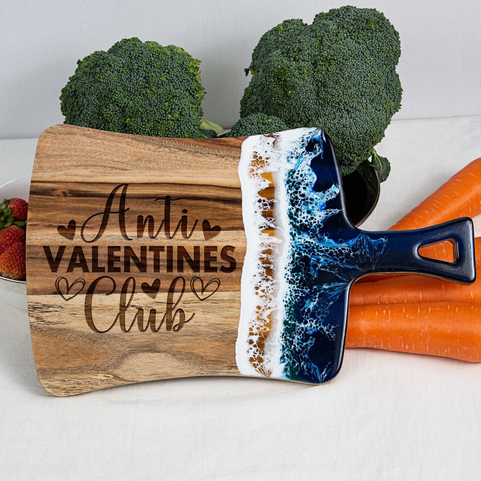 "Anti Valentine's Club" Fan Resin Cutting Board with Handle