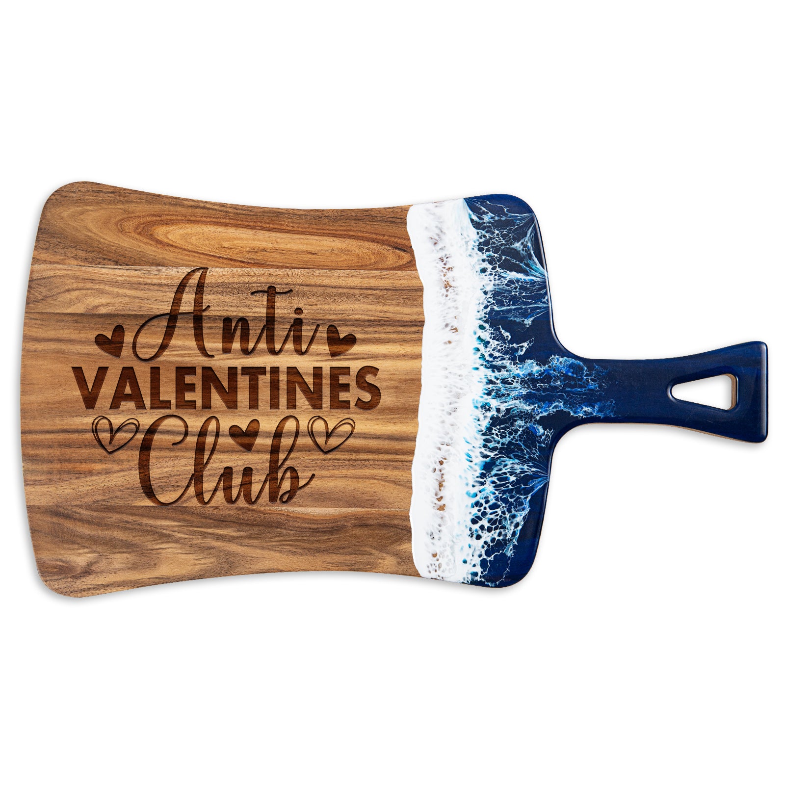 Anti Valentine's Club fan resin cutting board with handle funny Valentine gift