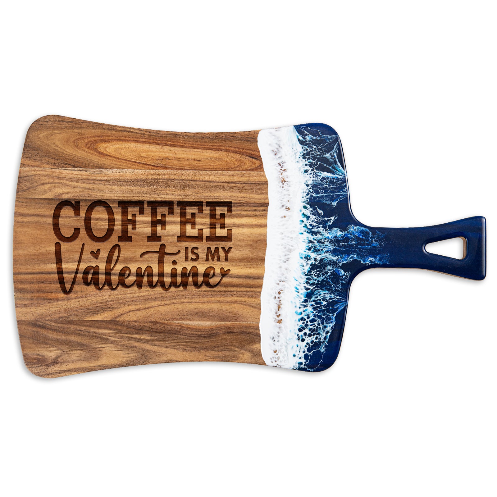 Coffee_is_my_Valentine Ocean Wave Resin Cutting Board