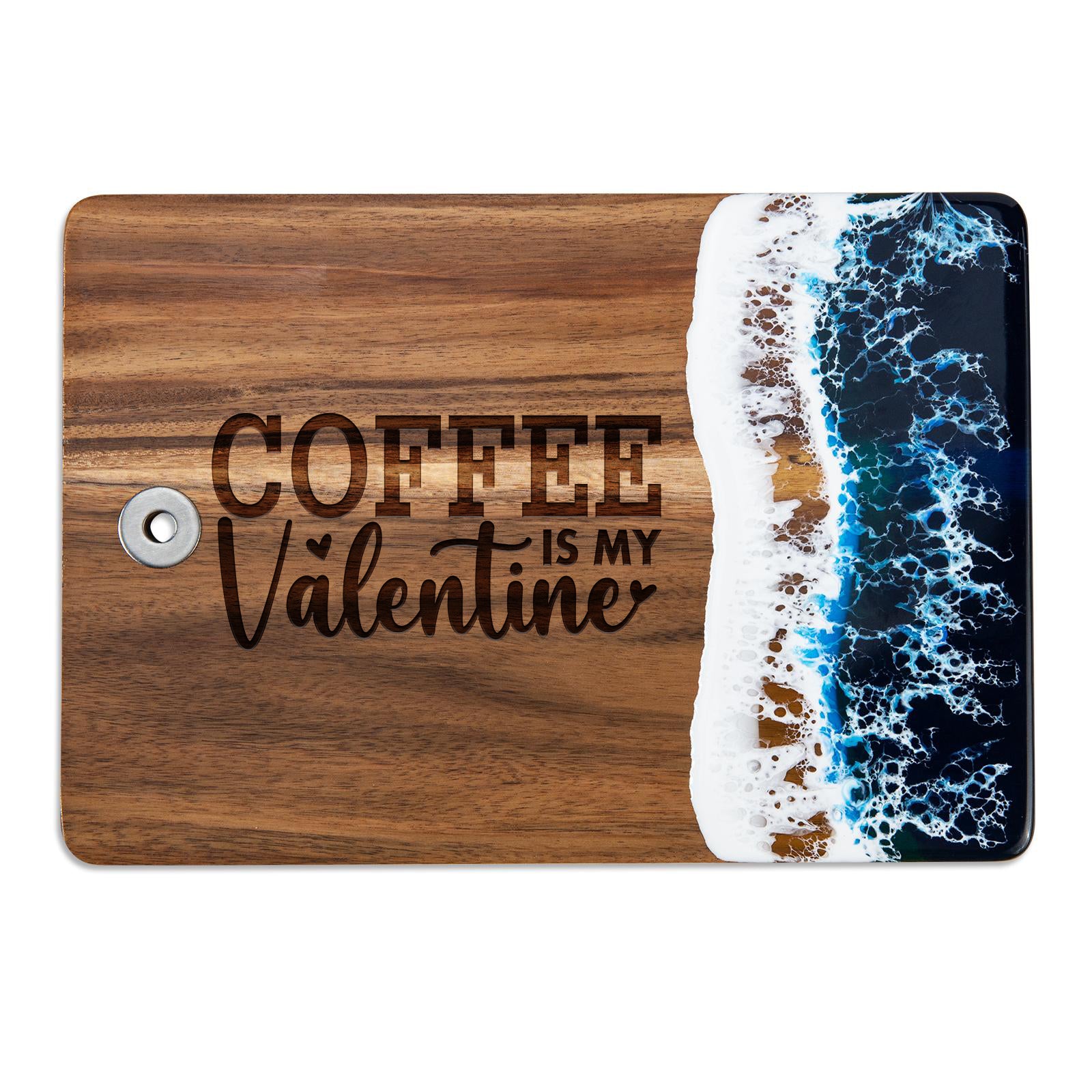Personalized resin cutting board coffee lover Valentine gift engraved wood