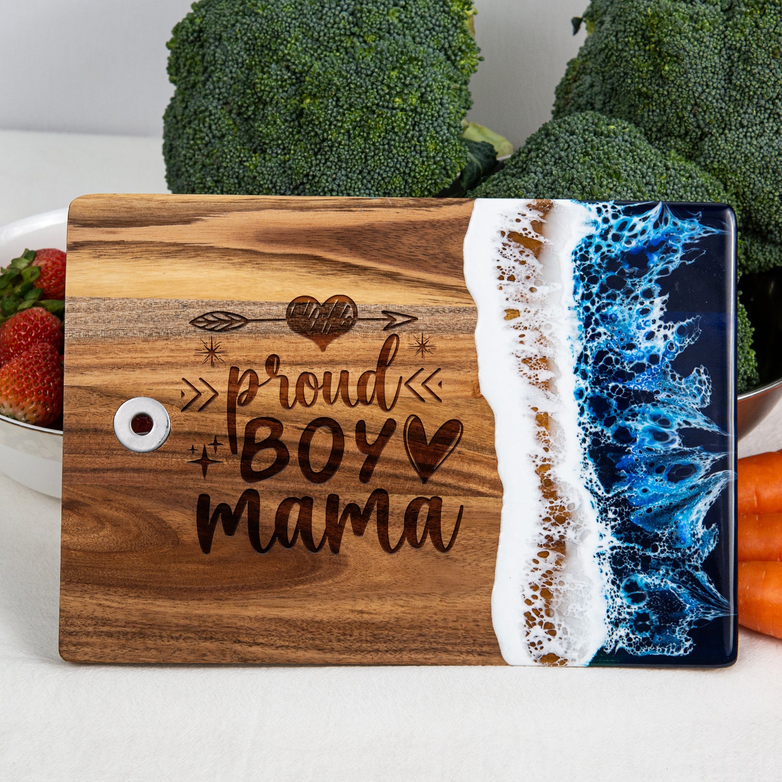 "Proud Boy Mama" Small Resin Cutting Board