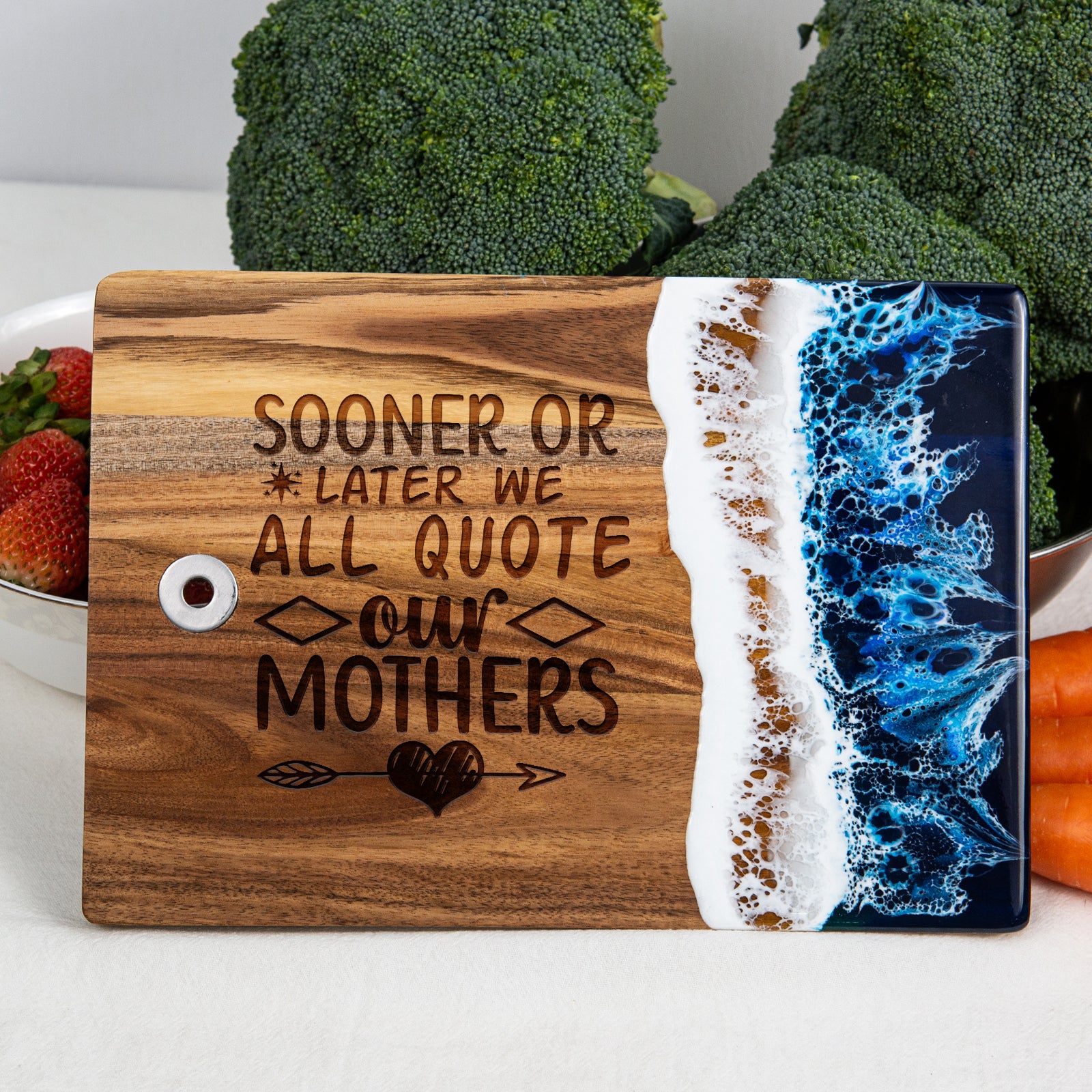 "Soon or Later We All Quote Our Mothers" Small Resin Cutting Board