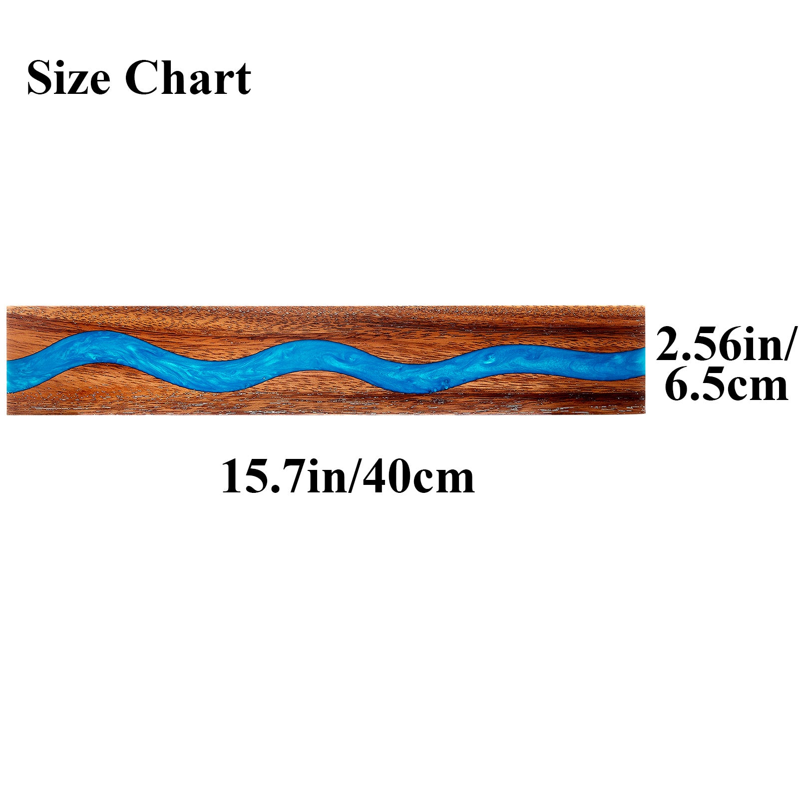 15.7in Deep Blue Resin and Wood Magnetic Knife Holder (No Knives)