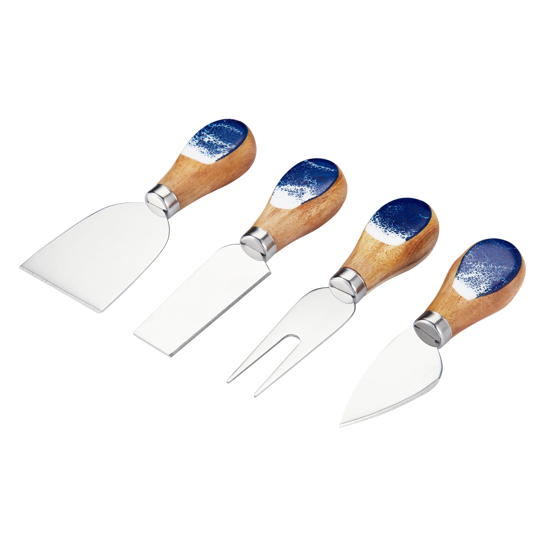 Wood & Resin Cheese Knife Set of 4 | Handcrafted Epoxy Handle | GOGOJSM