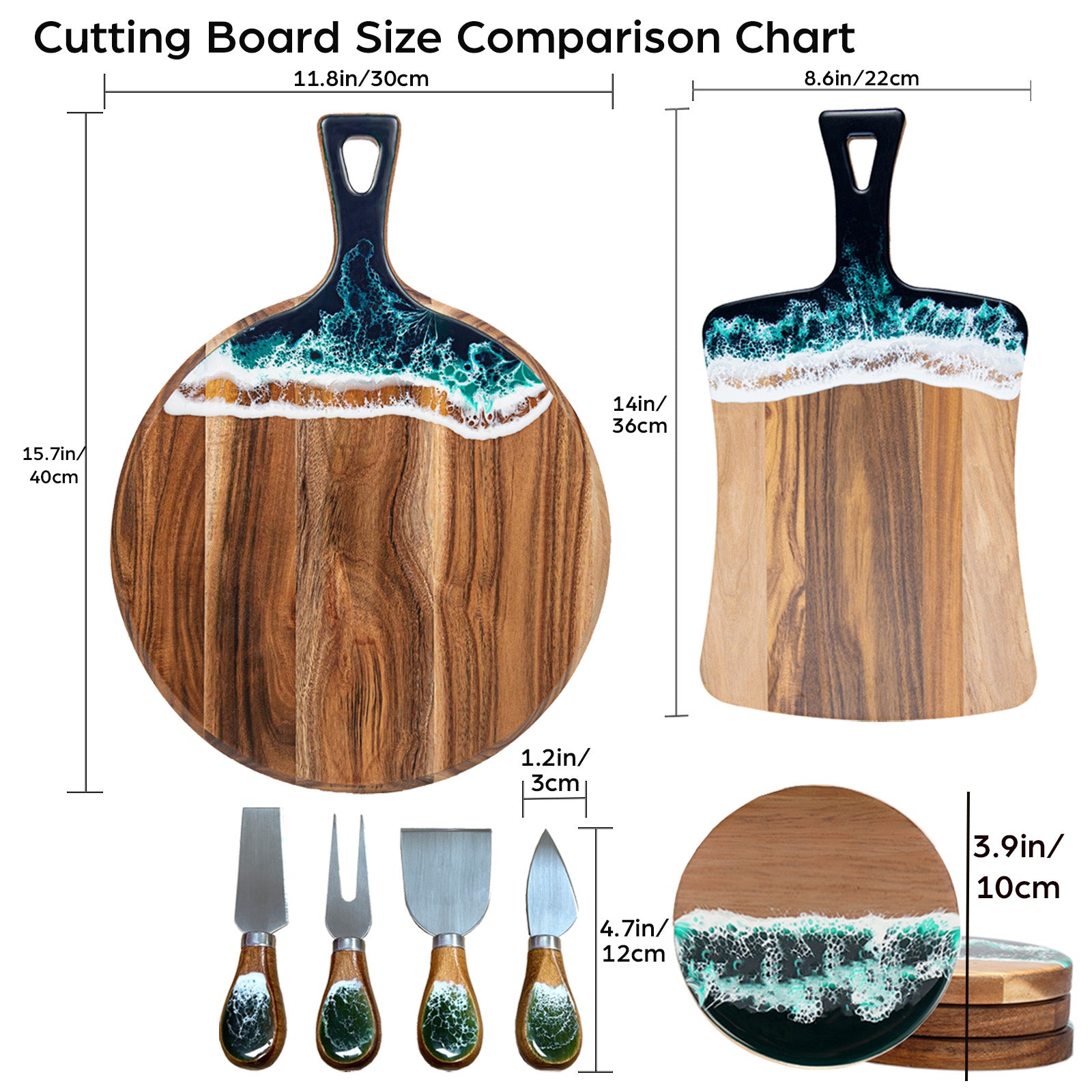 board and knives size chart
