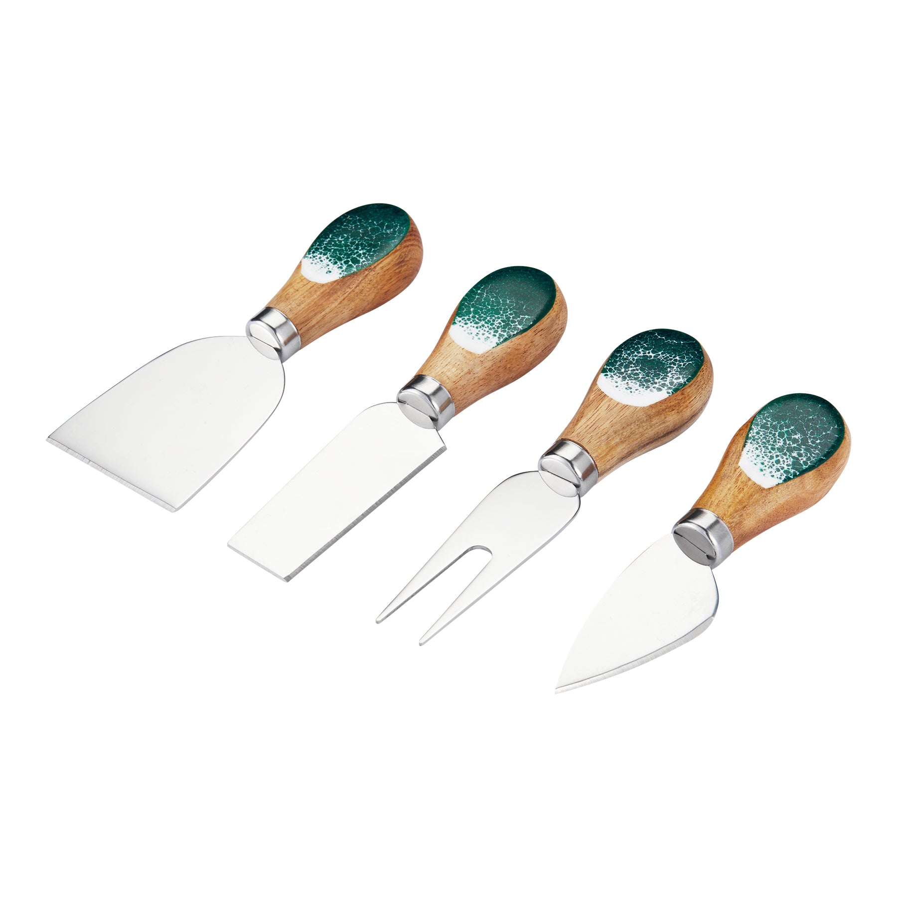 Wood & Resin Cheese Knife Set of 4 | Handcrafted Epoxy Handle | GOGOJSM