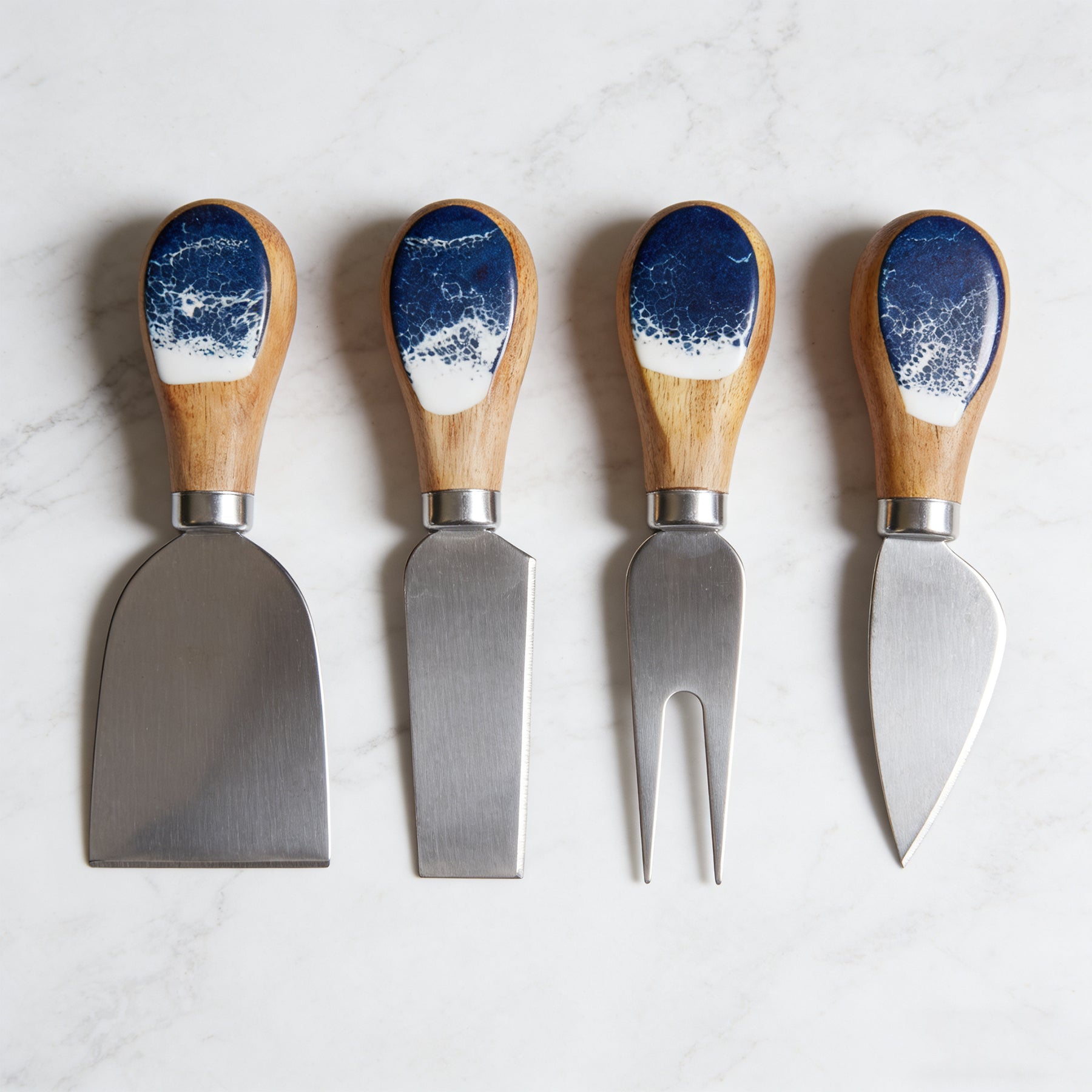 Wood & Resin Cheese Knife Set of 4 | Handcrafted Epoxy Handle | GOGOJSM