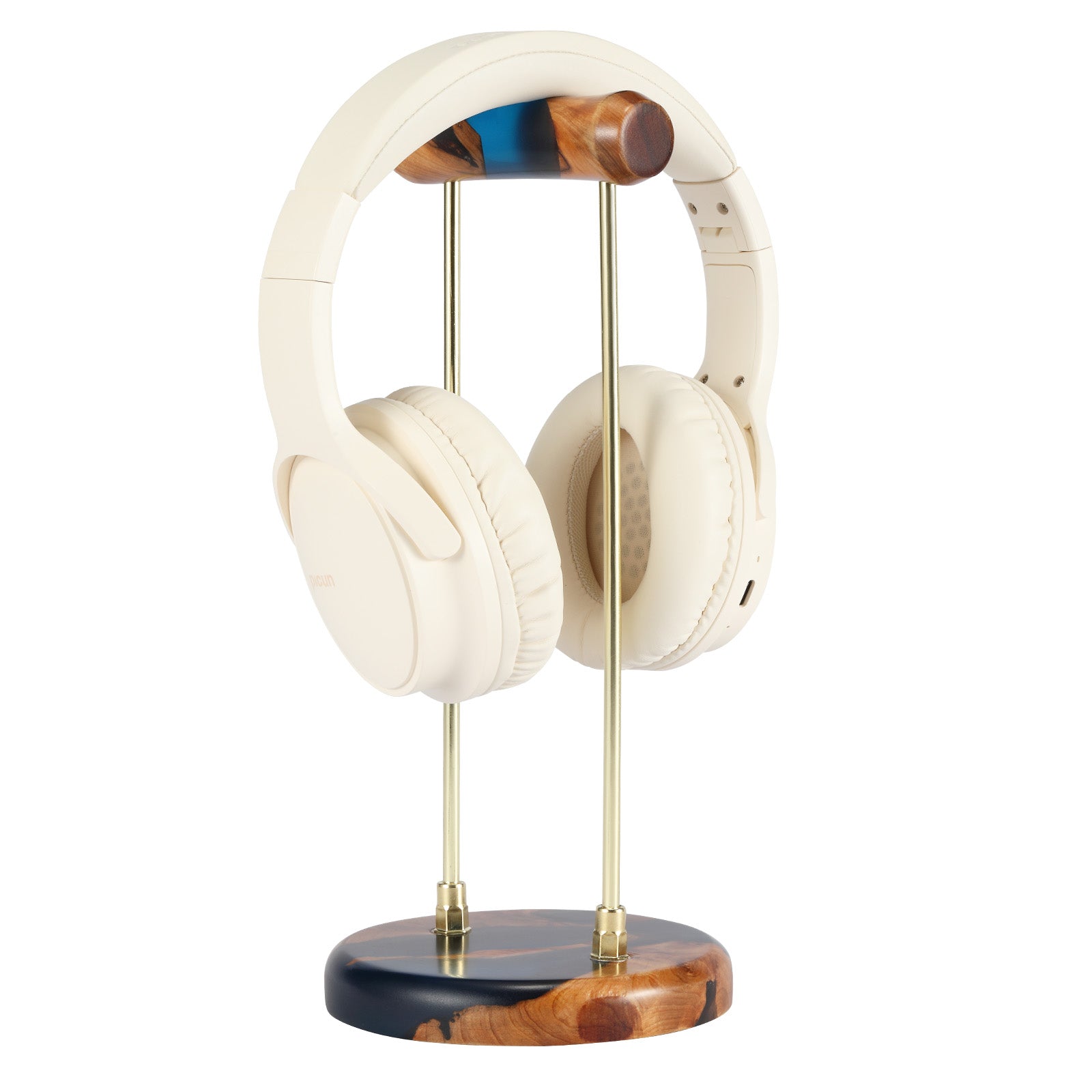 Resin wood headphone stand holder unique desk accessory handcrafted gift