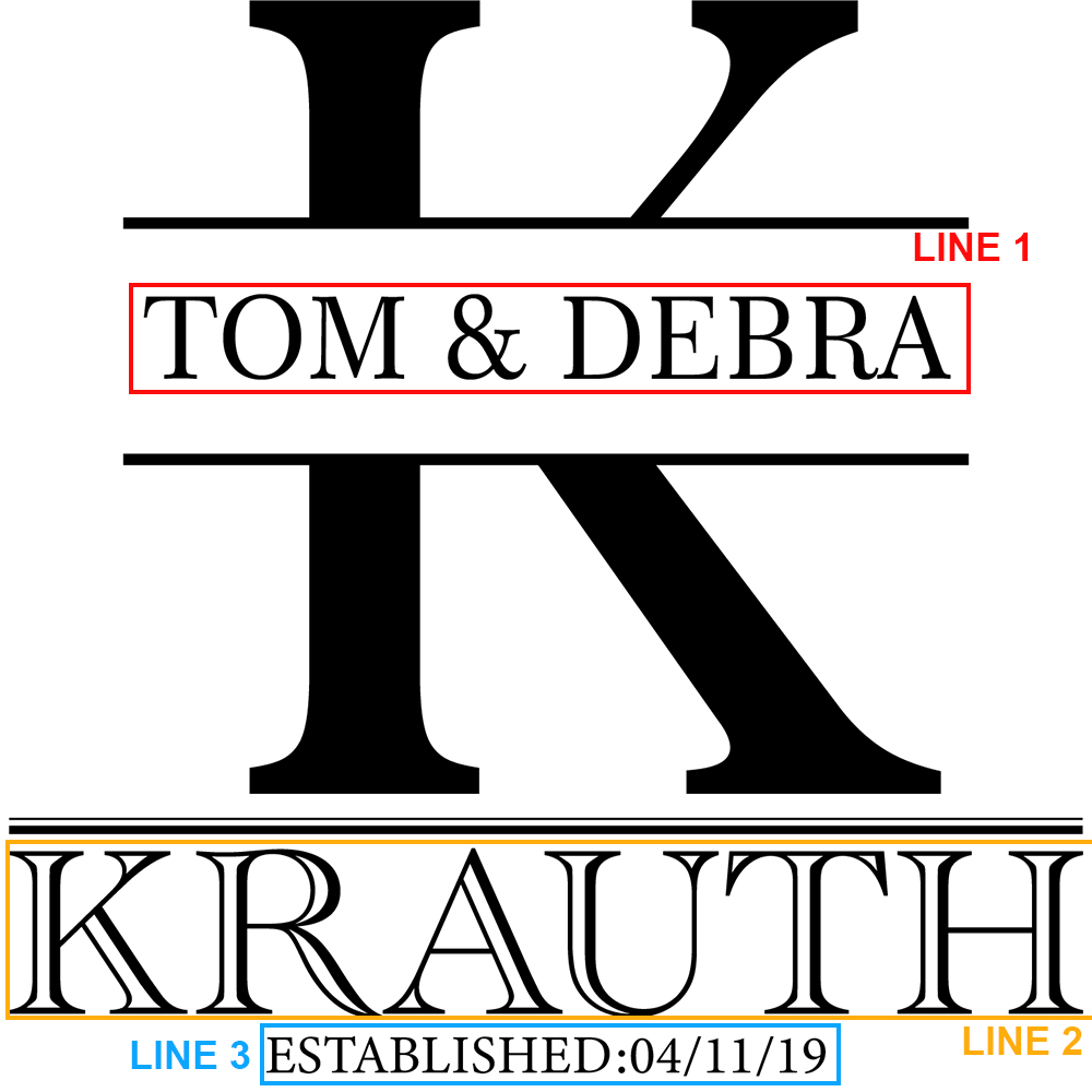 Design 1 engraving template with three personalization areas