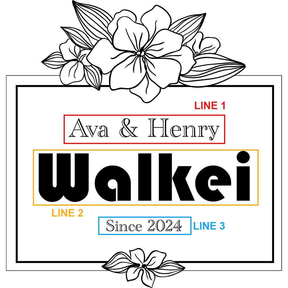 Design 2 floral engraving template with three personalization areas