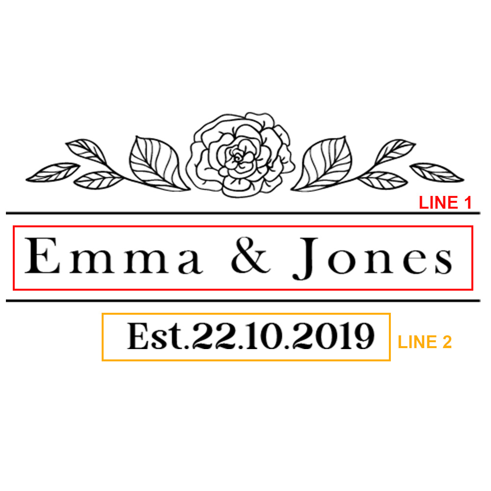 Design 3 rose engraving template with two personalization areas