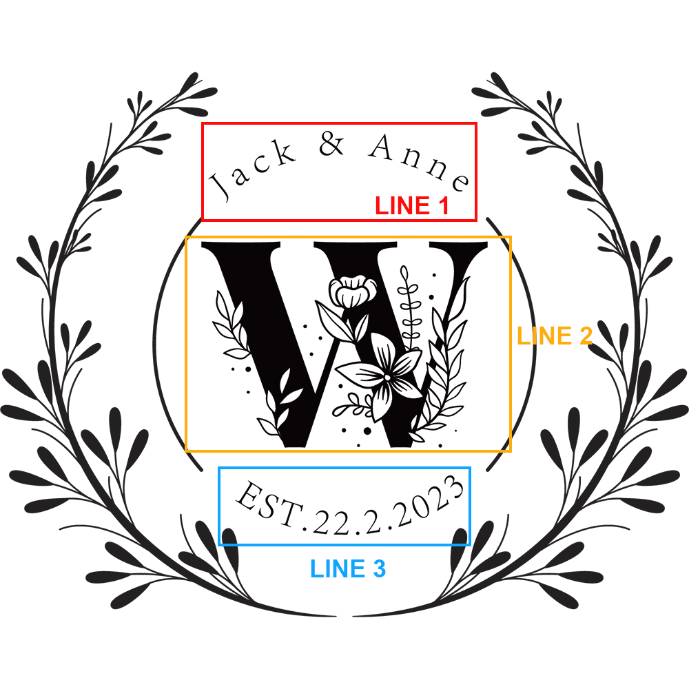 Design 7 monogram engraving template with three personalization areas